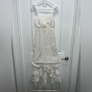 Lulu’s White Eyelet Lace Midi Dress